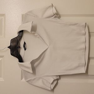 Collard V-neck Rib-knit Short sleeve tee